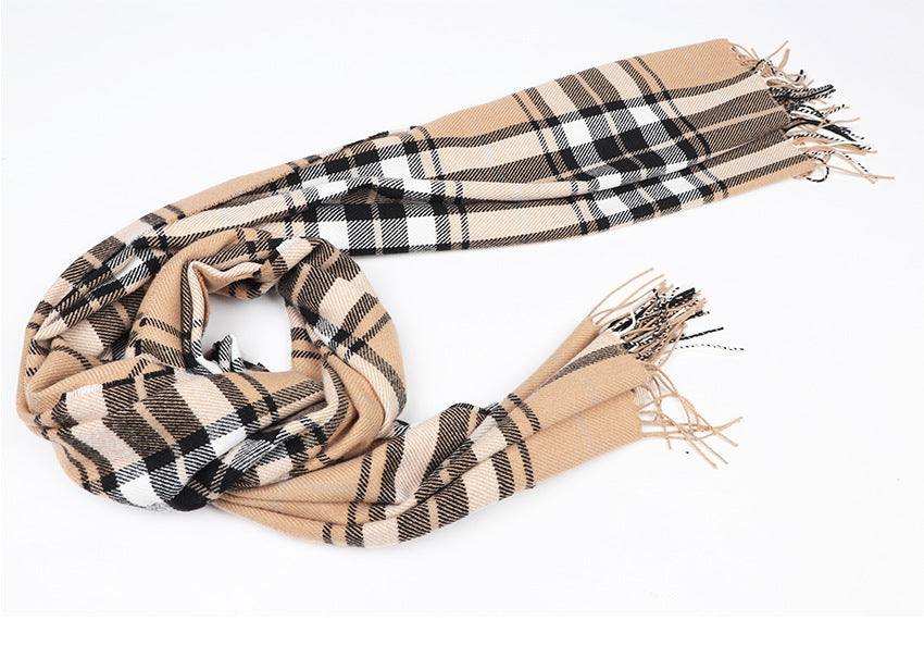 Plaid Cashmere-like Thickening Thermal Women's Shawl