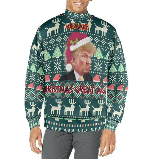 CWS Cozy Sweaters DT "We Make Christmas Great Again" Ugly Christmas Sweater Men's  All Over Print Mock Neck Sweater by Cozy Winter Store