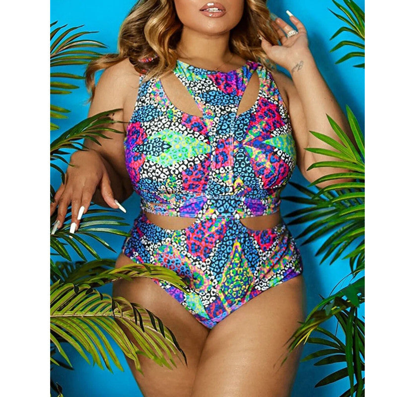 Ethnic Print Plus Size Swimsuit Bikini