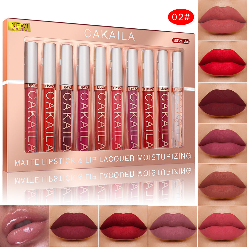 Pack Of 10 Matte Nonstick Cup Waterproof Lip Gloss