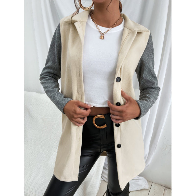 EasyChic: Casual single-breasted color block trench coat for a stylish look.