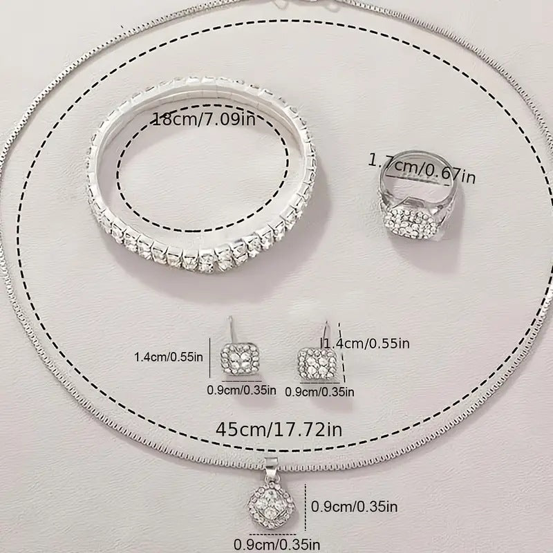 Damen Diamant Mode römische Quarzuhr fünfteiliges Set