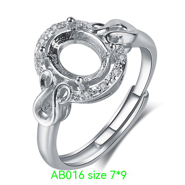 925 Silver Plating 18k Platinum Ring Frame Accessories