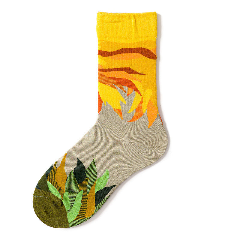 Trendy Mid-calf Artistic Illustration Socks