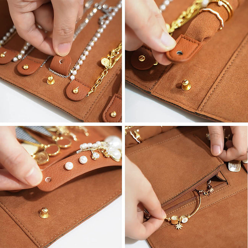 LunaLuxe: Your portable, roll-able Leather Jewelry Bag. Store your treasures stylishly on the go.