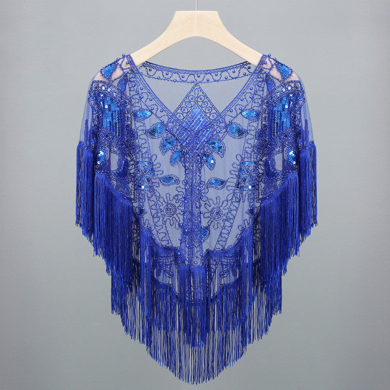 Tassel Shawl Vintage Sequined Cloak