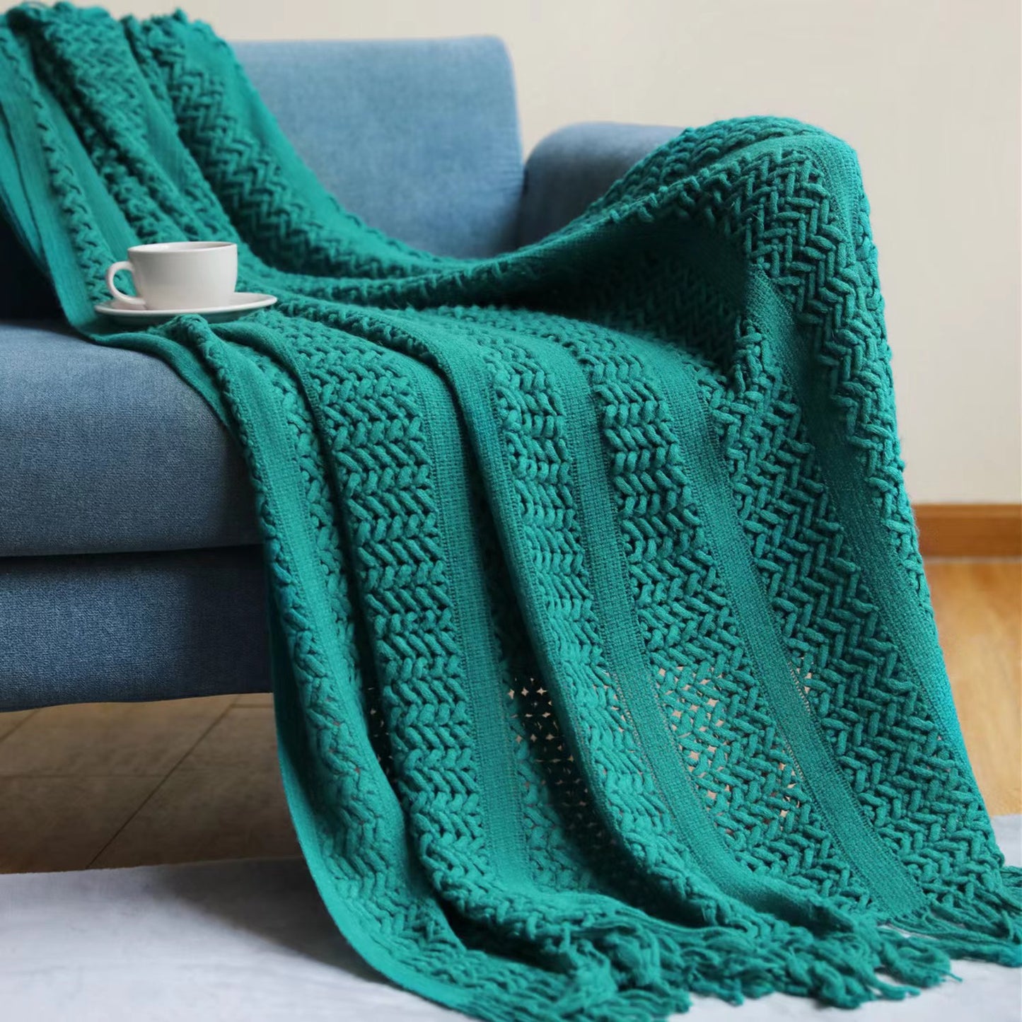 Sofa Blanket Bed Runner Solid Color Office Blanket Knitted Small Blanket Decoration B & B Bed Blanket