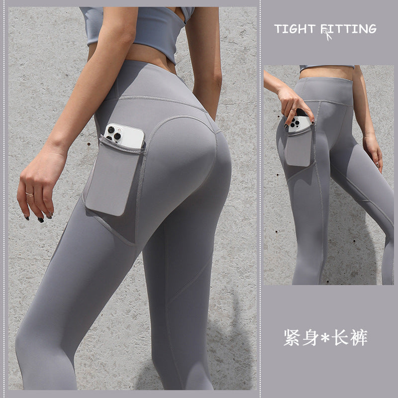 Nahtlose Leggings fürs Fitnessstudio, mit Taschen, Push-Up-Hose mit hoher Taille, Damen, Fitness, Running, Yogahosen, Nahtlose Leggings fürs Fitnessstudio, Sport