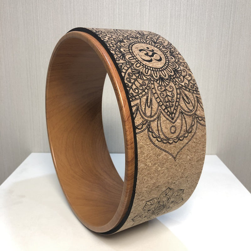 Cork Yoga Wheel Wood Grain Printing Hoop