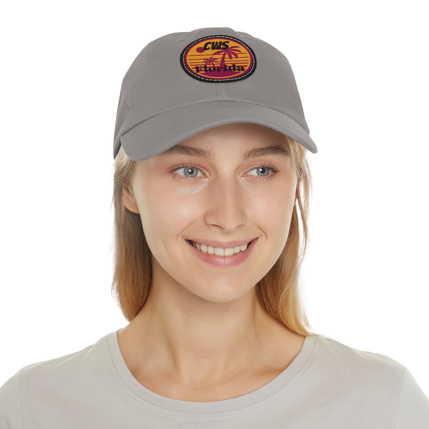 CWS Florida Palm Trees Dad Hat with Leather Patch (Round) By Cozy Winter Store (ships within USA only)