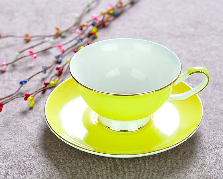 Color Coffee Bone China Coffee Cup And Saucer Set