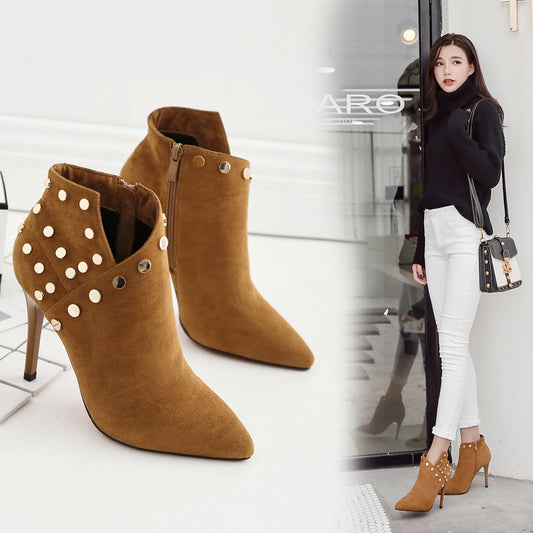 High heel pointed toe stiletto boots