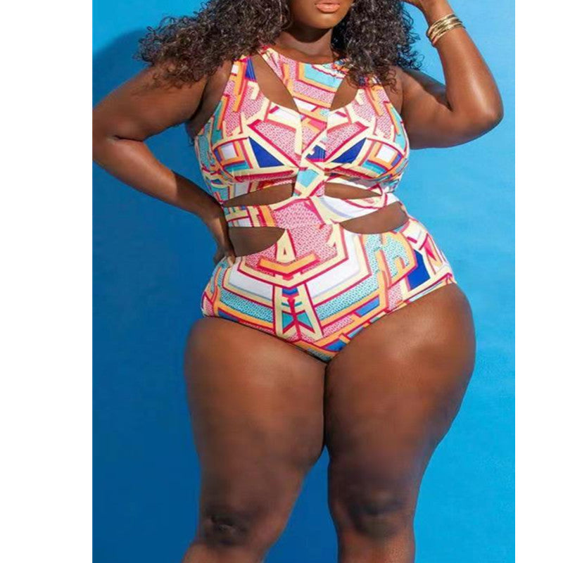 Ethnic Print Plus Size Swimsuit Bikini