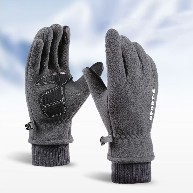 Outdoor-Skihandschuhe, Winter-Polarfleece-Klapphandschuhe, Winterhandschuhe für Herren und Damen sowie verdickte, warme Touchscreen-Handschuhe aus Samt