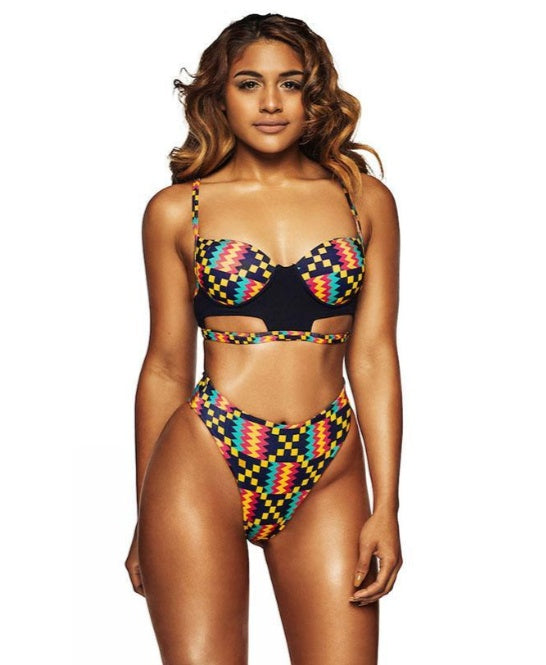 Multi Pattern High Waist Bikini Set