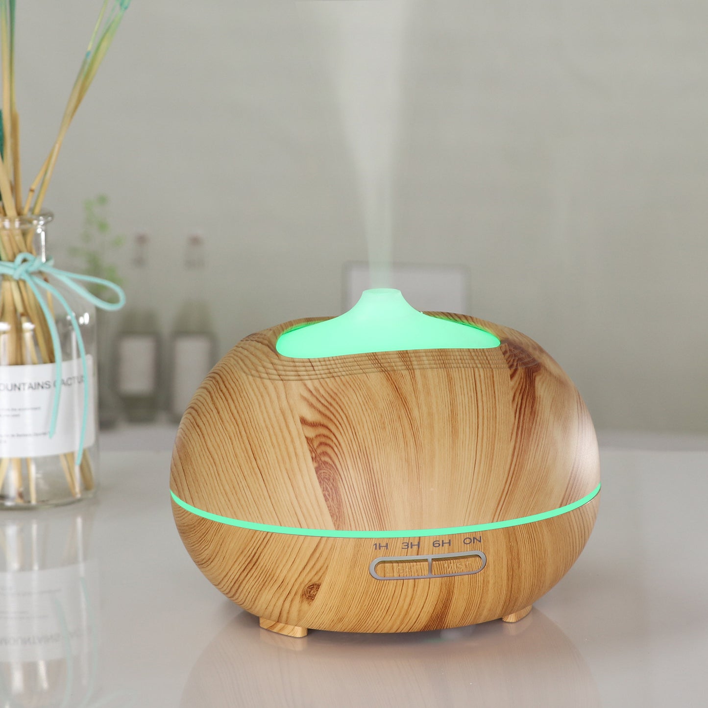 Wood Grain Aroma Diffuser 400ml Household Creative Humidifier Office Ultrasonic Air Atomizer