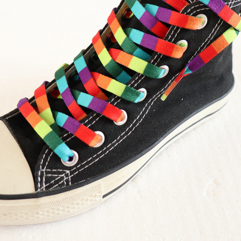 Rainbow Oblate Shoelace Unisex Shoes Rope Color Printing Gradient Personality Stripe Trendy Pride Sports