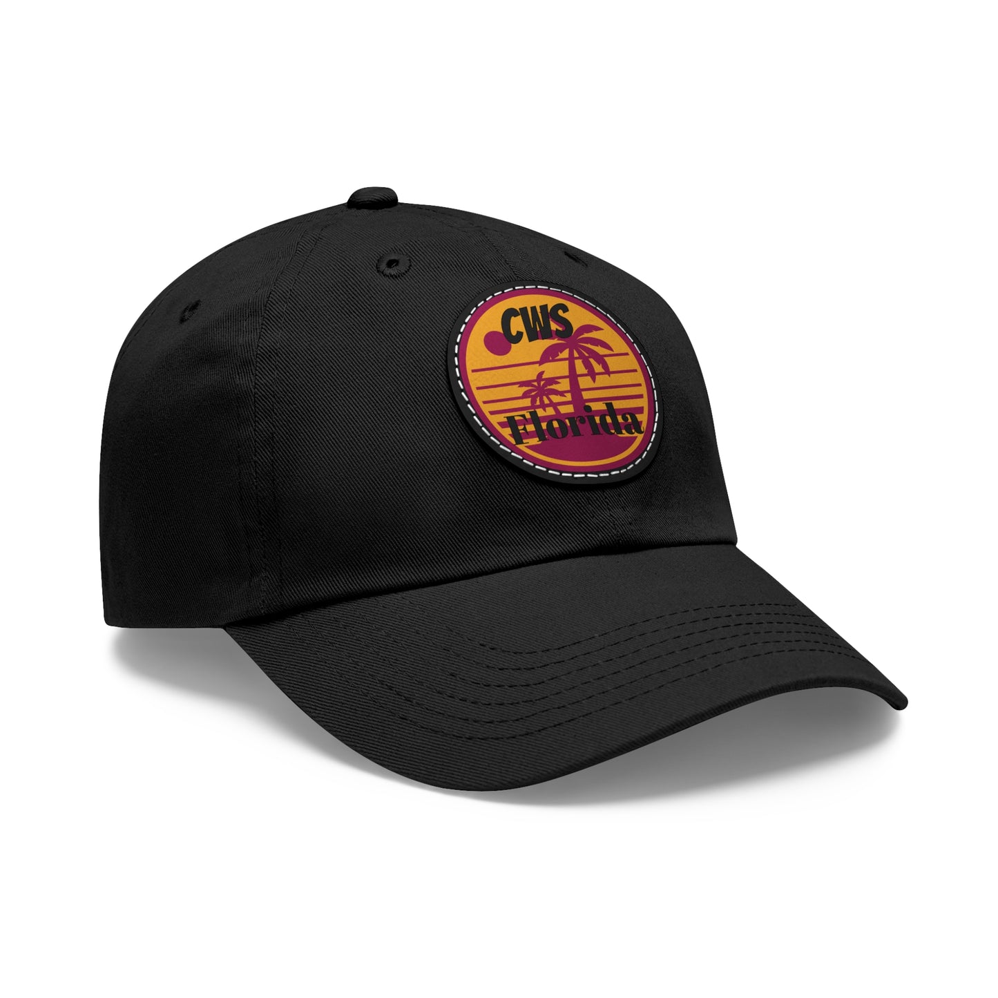 CWS Florida Palm Trees Dad Hat with Leather Patch (Round) By Cozy Winter Store (ships within USA only)