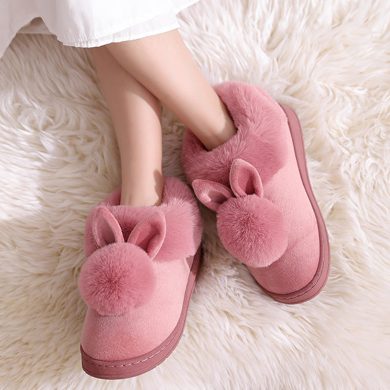 CozyPaws: Warm, fluffy cotton slippers with rabbit fur for a cute winter look.