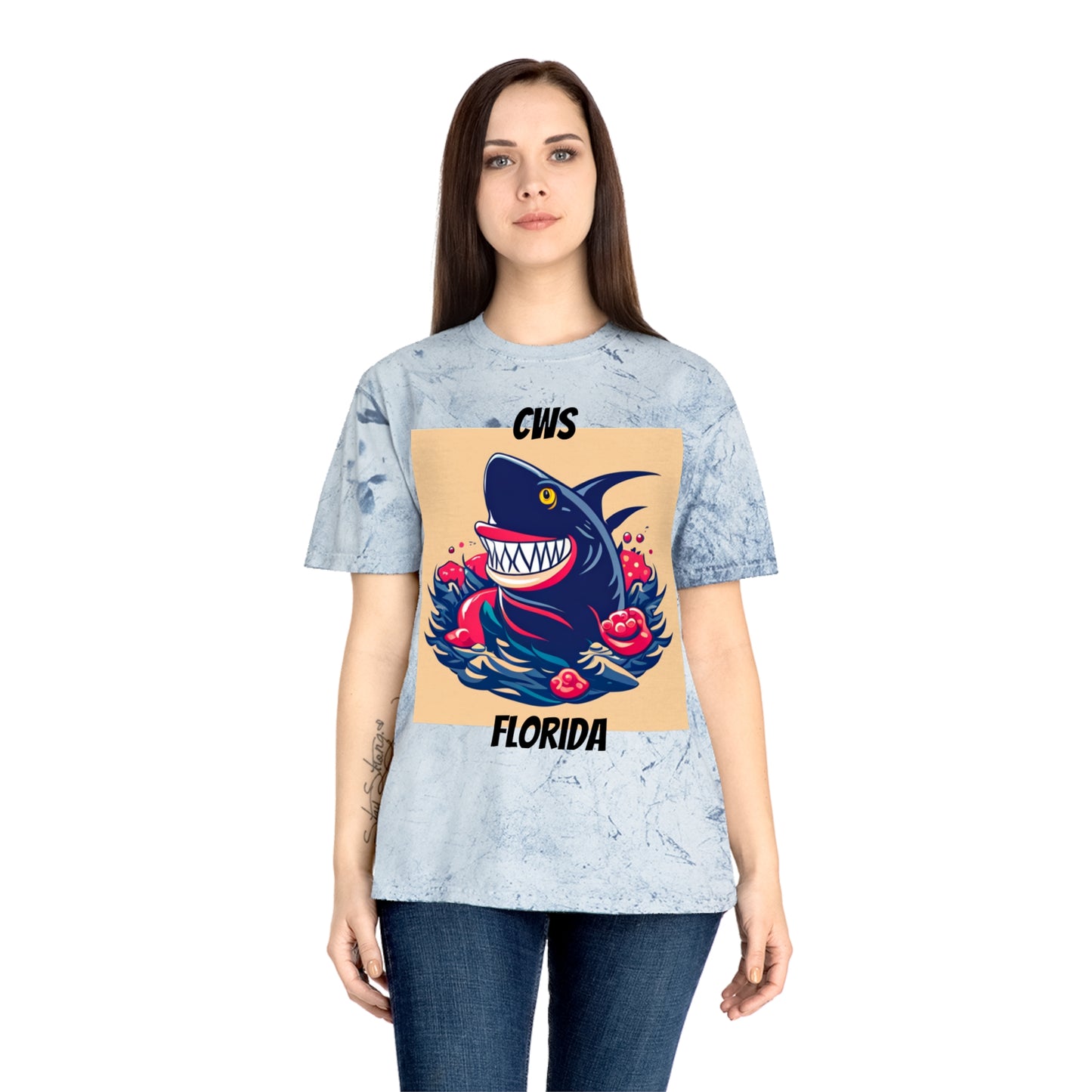 CWS Florida Shark Unisex Color Blast T-Shirt By Cozy Winter Store (ships within USA only)