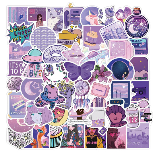 Cute Purple Girl Graffiti Stickers Luggage