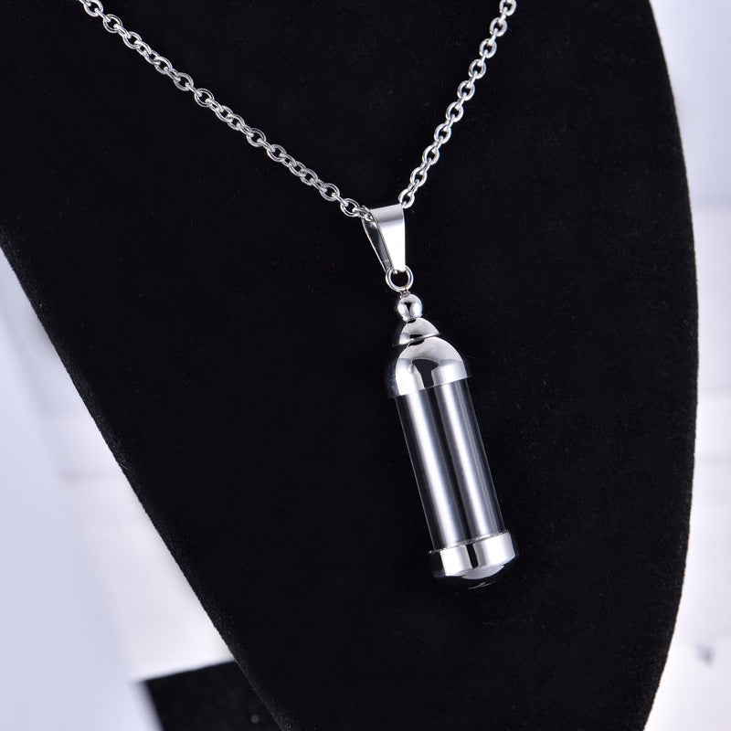 Essence Elysium: Stainless Steel Glass Perfume Pendant.