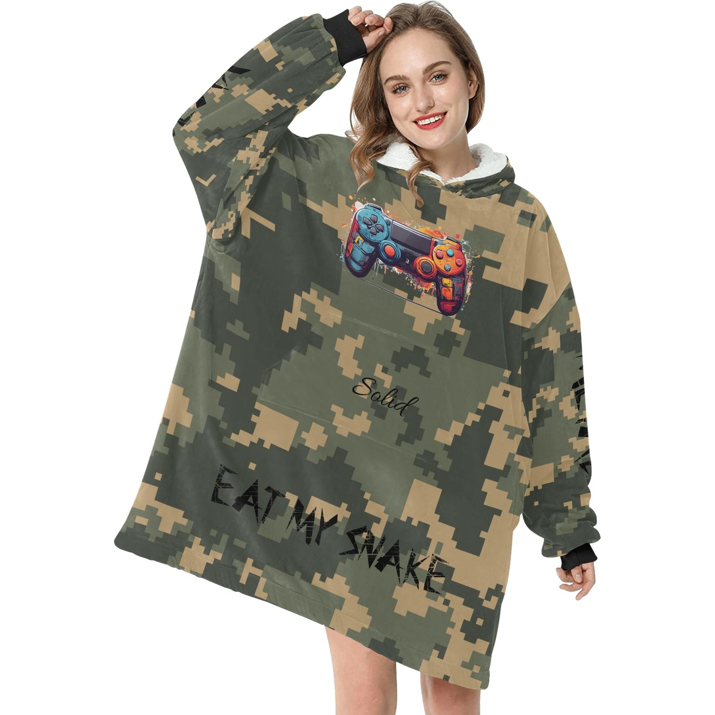 Cws Cozy Vibe "Snake Is Solid As Metal" Blanket Hoodie for Gamers By Cozy Winter Store