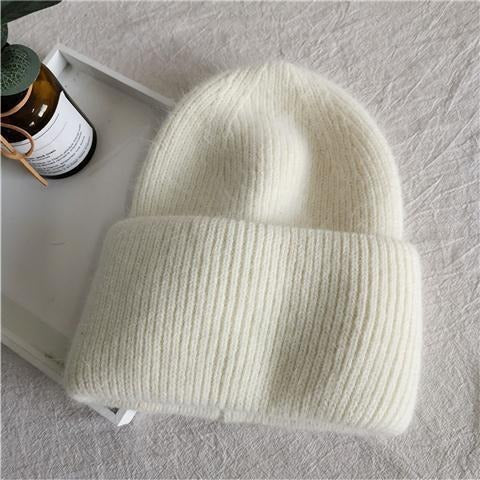 Rabbit Hair Hat Female Winter Ear Protection Warm Fashion Magnanimous Plush Knitted Wool Cap New Cold Cap