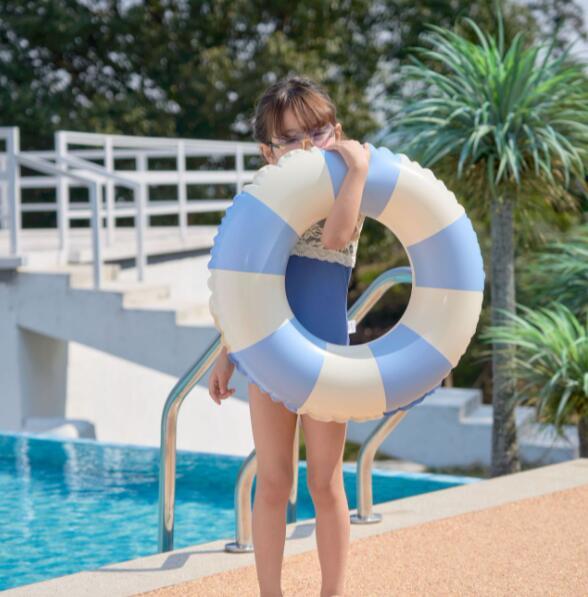 Thickened Children's Retro Striped Swimming Ring Inflatable