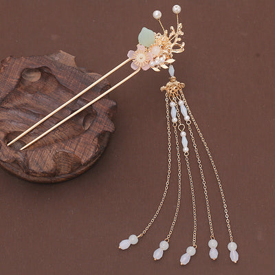 Women's Ancient Style Fairy Gas Plate Flower Hair Accessories Tassel Hairpin