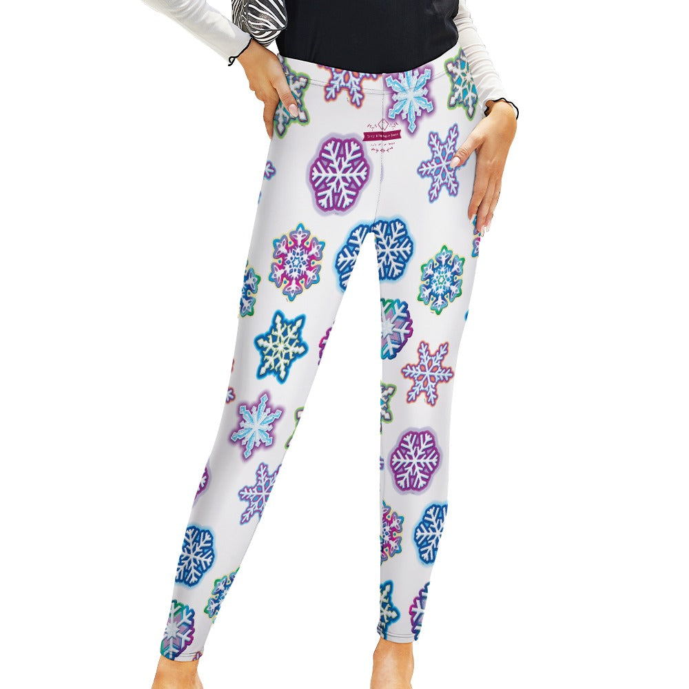 CWS Cozy Leggings Regular Festive Christmas Snowflake Pattern Leggings by Cozy Winter Store