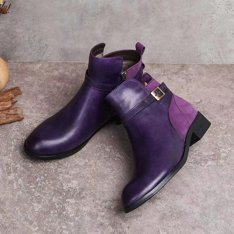 Low Heel Boot Women Buckle Shoes Fall Winter Waterproof Boots