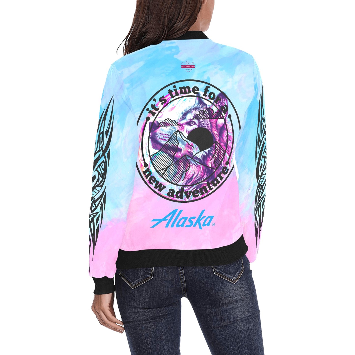 CWS Cozy Jackets Alaskan Wolf Women's All Over Print Bomber Jacket By Cozy Winter Store