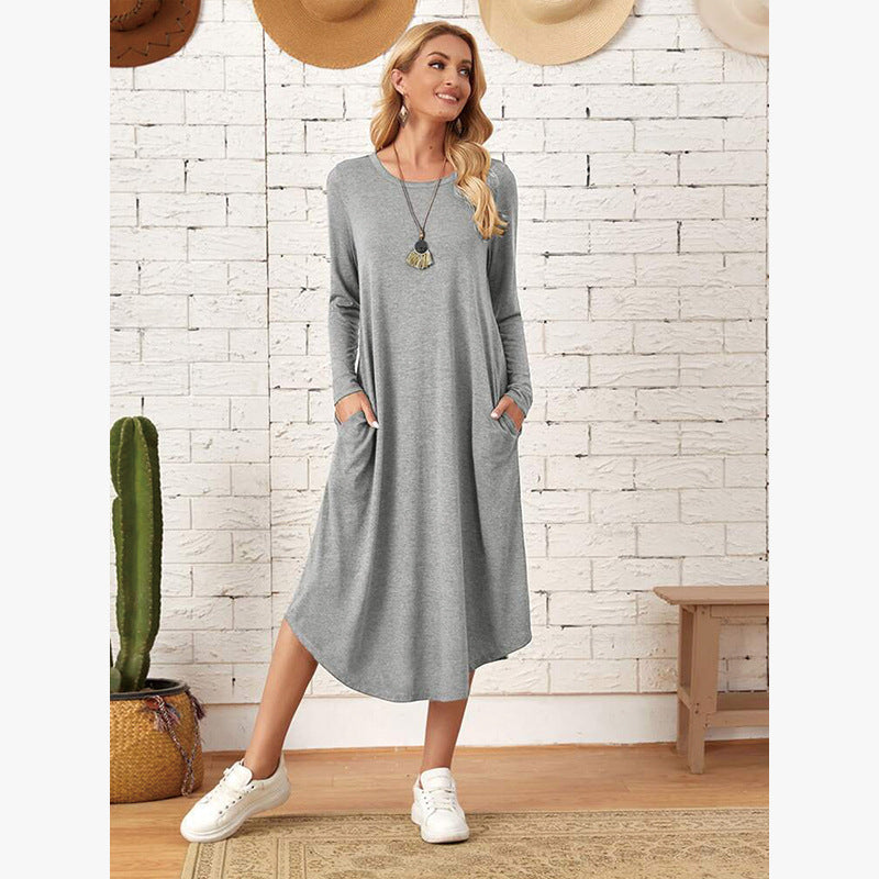 Women's Solid Color Casual Long Sleeve Dress