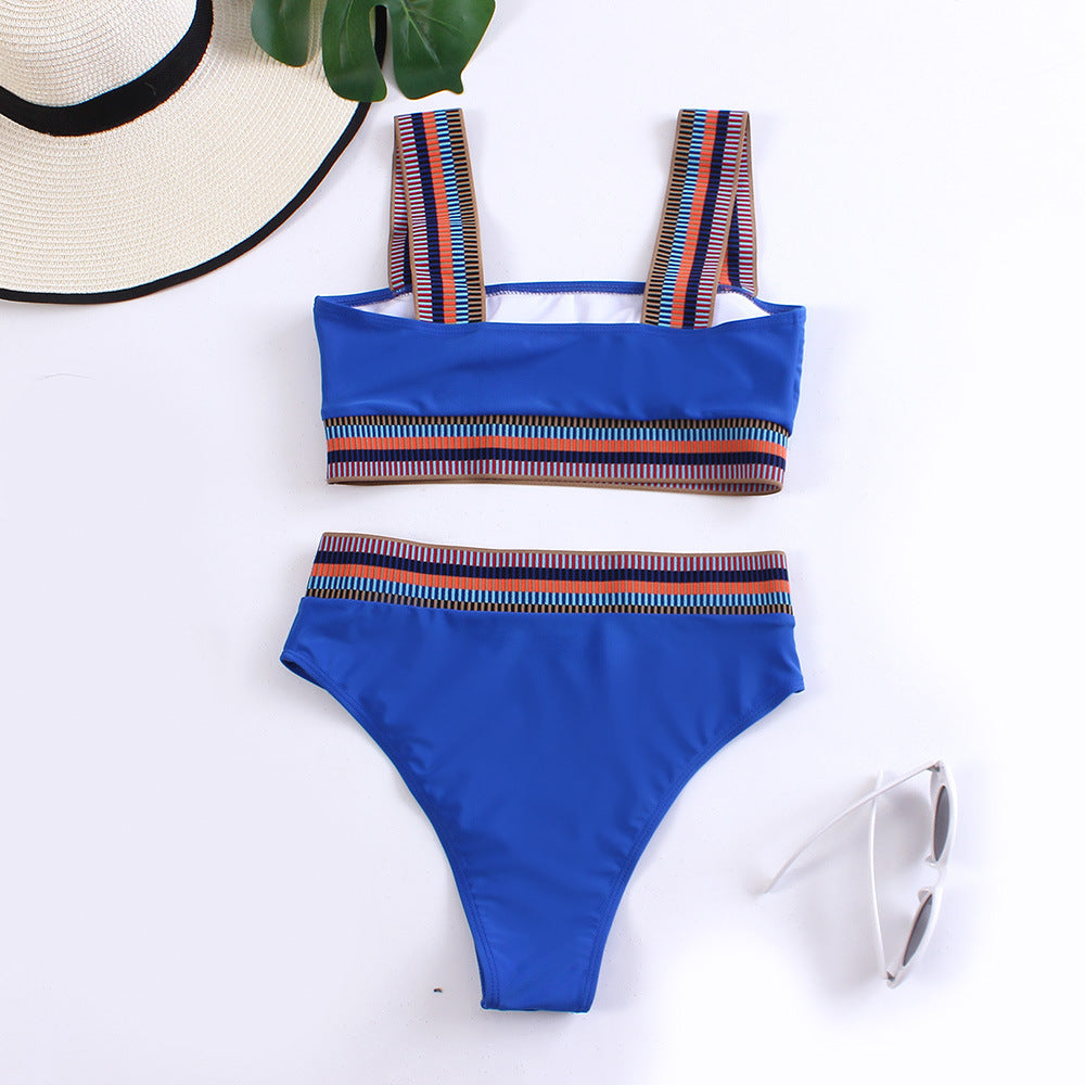 Split Solid Color Bikini Two-piece Set