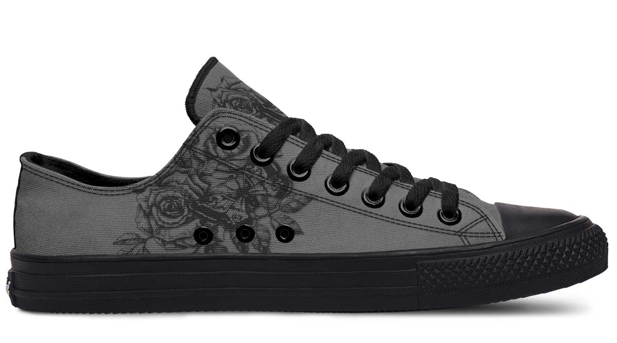 UrbanKicks Black Flower Fashion Printed Couple High Top Canvas Shoes