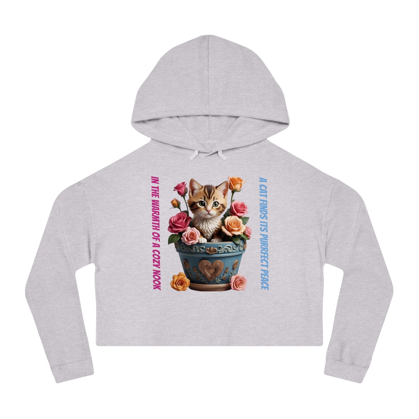 CWS Gatta Cute Cat Women’s Cropped Hooded Sweatshirt by Cozy Winter Store