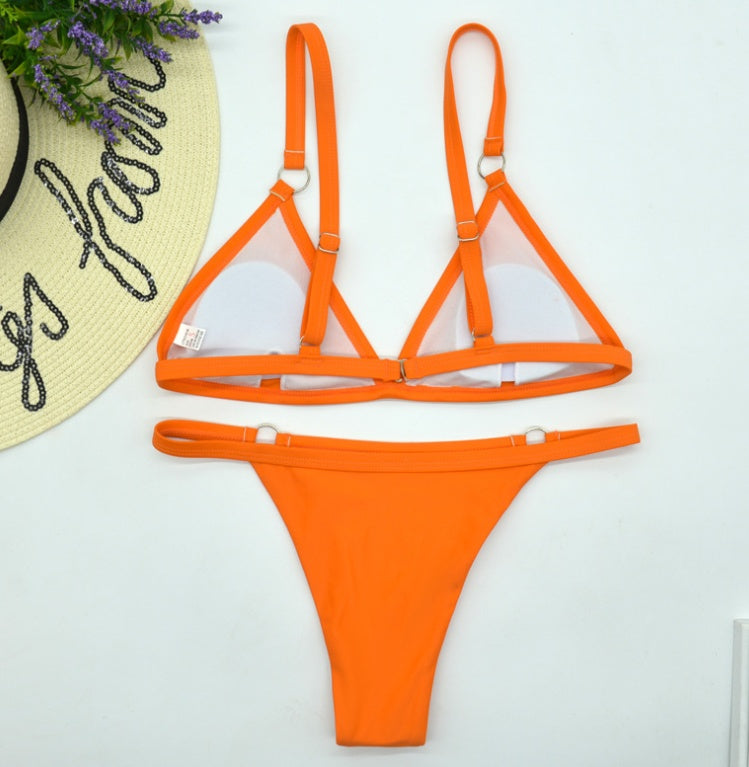 Solid color triangle bikini