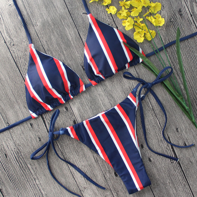 Navy wind stripe sexy bikini