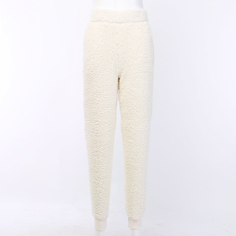 Fashion street lamb cashmere ladies sports casual pants