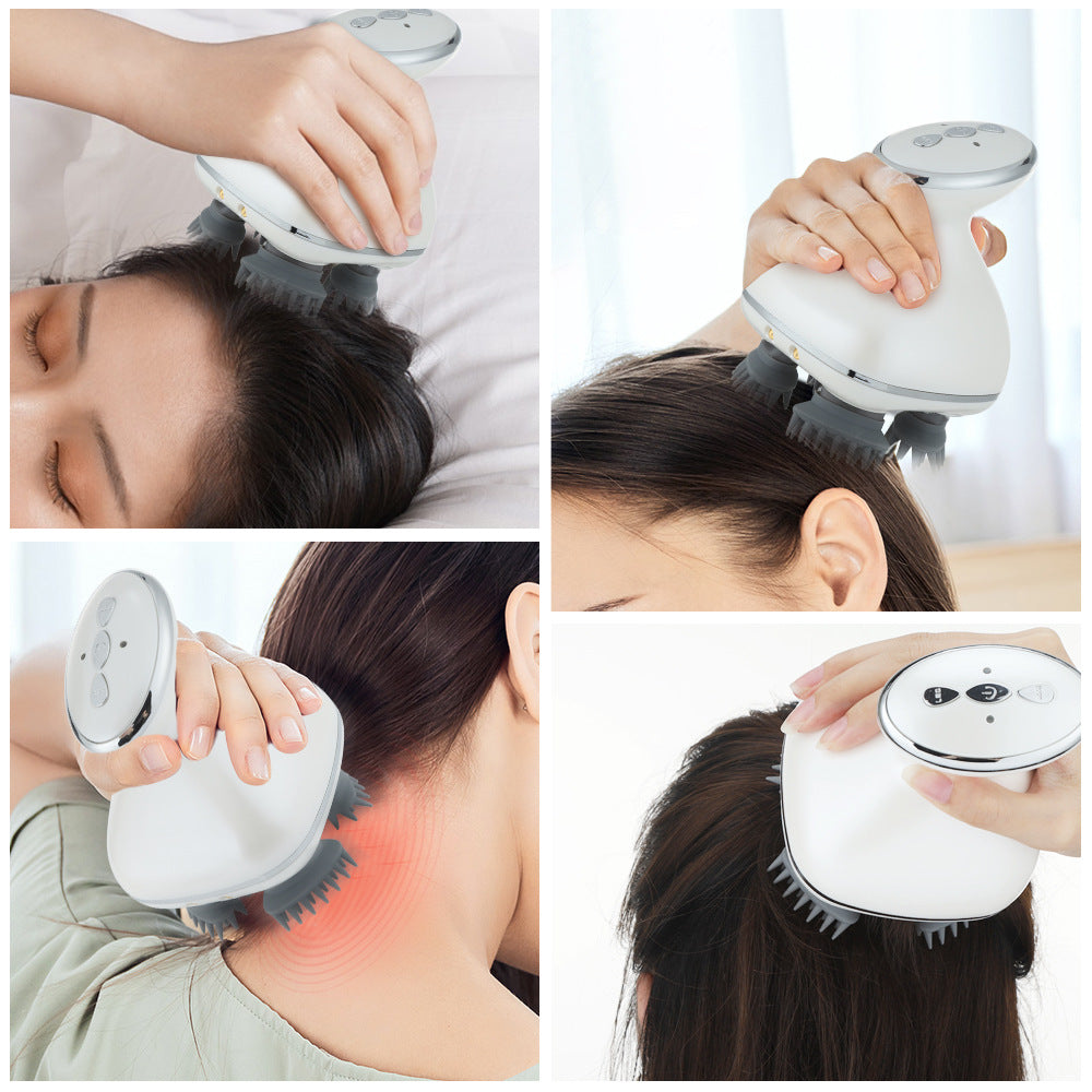 Head Massager 4-Claw Kneading Vibration Rechargeable Waterproof Head Massager Multi-Function