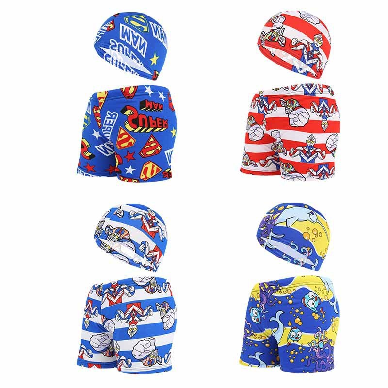 Summer Children's Cute Cartoon Beach Pants Swimming Cap Suit