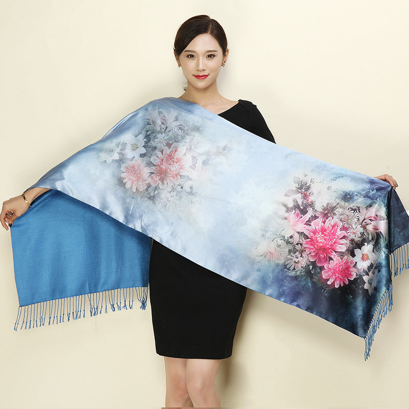 With a cheongsam shawl