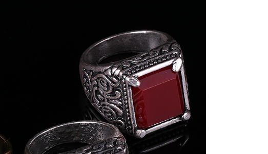 Chinese style totem ancient silver men's ring