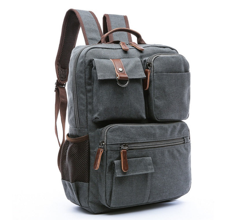 New Men Canvas Backpack Shoulder Bag Students Leisure Bag Computer Bag School Mochila Teenagers 15inch Laptop Rucksack