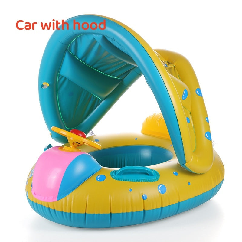 Large Thickened Car Horn Boat Steering Wheel With Canopy Swimming Ring