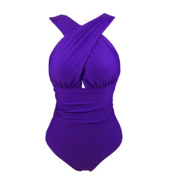 sexy solid color chest cross cover belly slimming conjoined ladies swimsuit bikini large size swimsuit