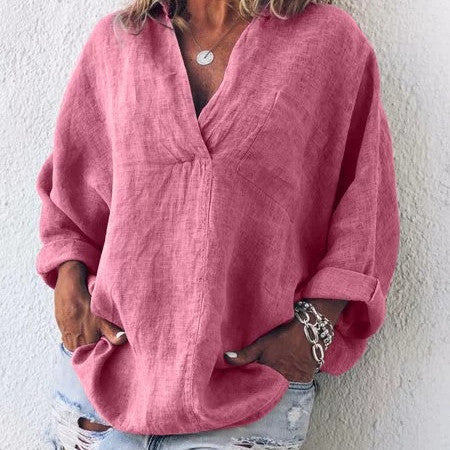 Effortless Style: Women's long sleeve pullover shirt.