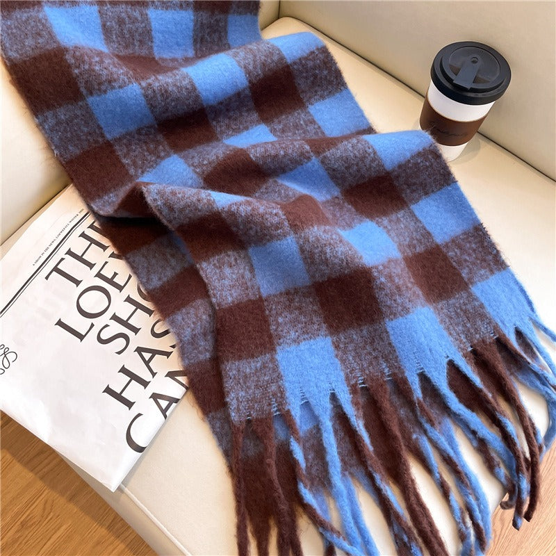 Extended scarf winter women's plaid scarf shawl dual purpose men's scarf British style imitation cashmere scarf