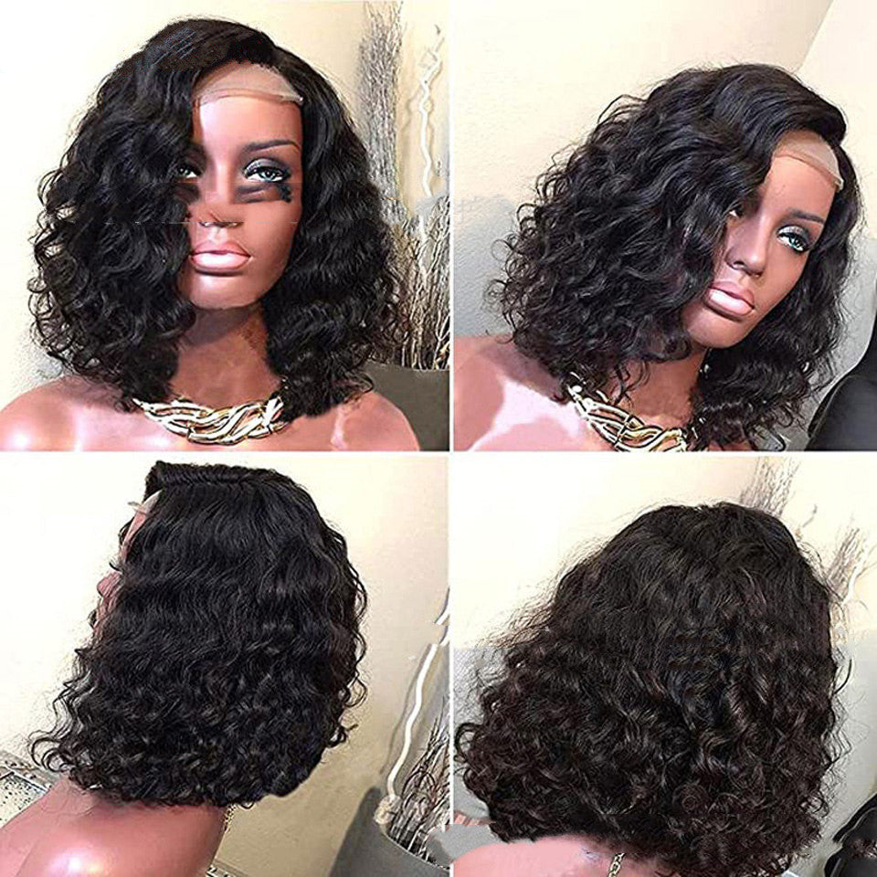 New Hot European And American Front Lace Wig Medium Black African Small Curly Short Curly Hair